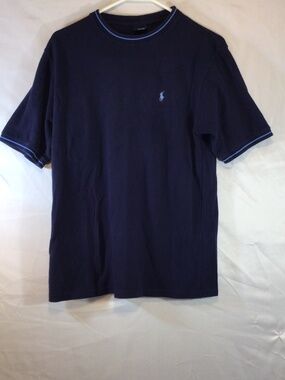 Polo Ralph Lauren Men’s Large Navy Pique Knit T Shirt Pony Logo Preppy Old Money